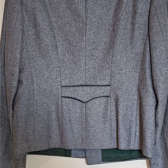 Vogue Apart Gray Wool Riding Jacket Button Front Padded Shoulders Women's Large - Picture 8 of 11